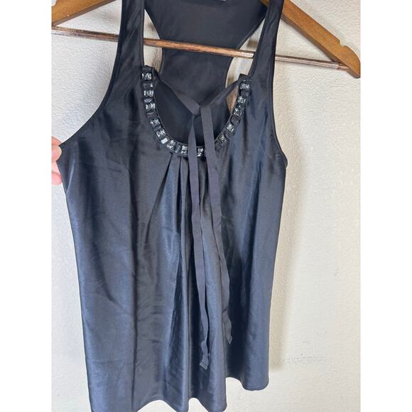 Club Monaco Black Embellished Silk Blend Sleeveless Top XS Elegant Evening - Picture 10 of 10